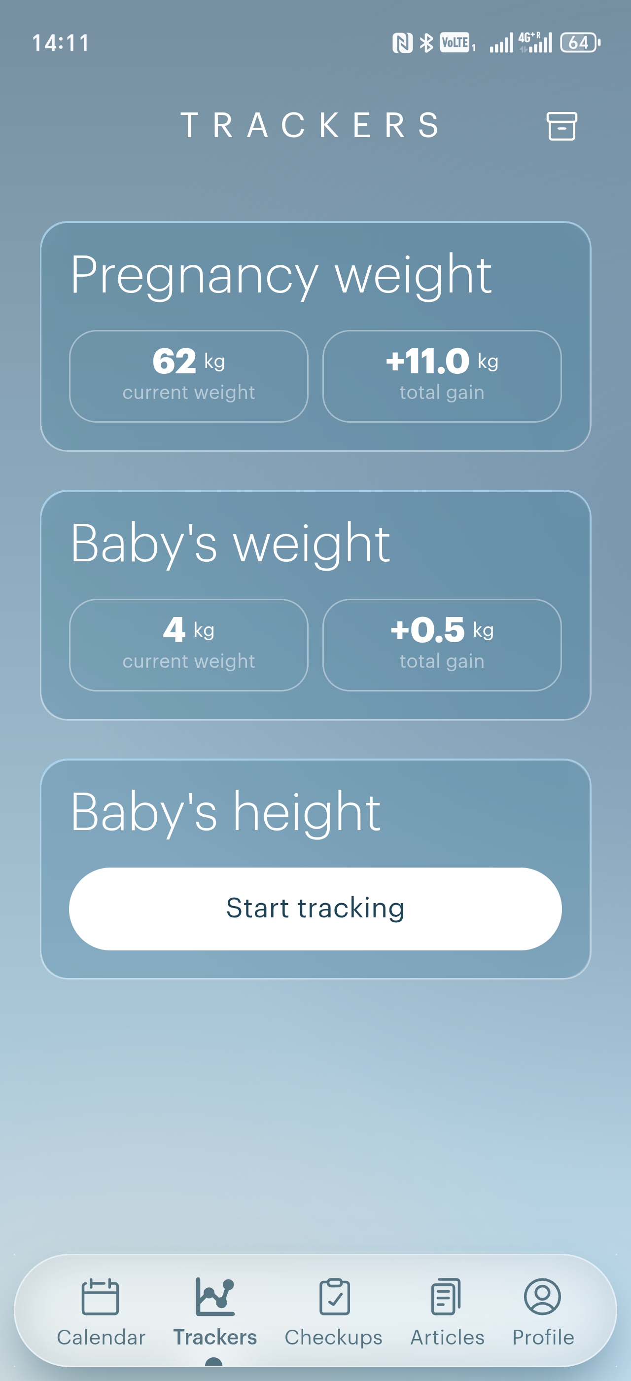 Baby tracker screen
